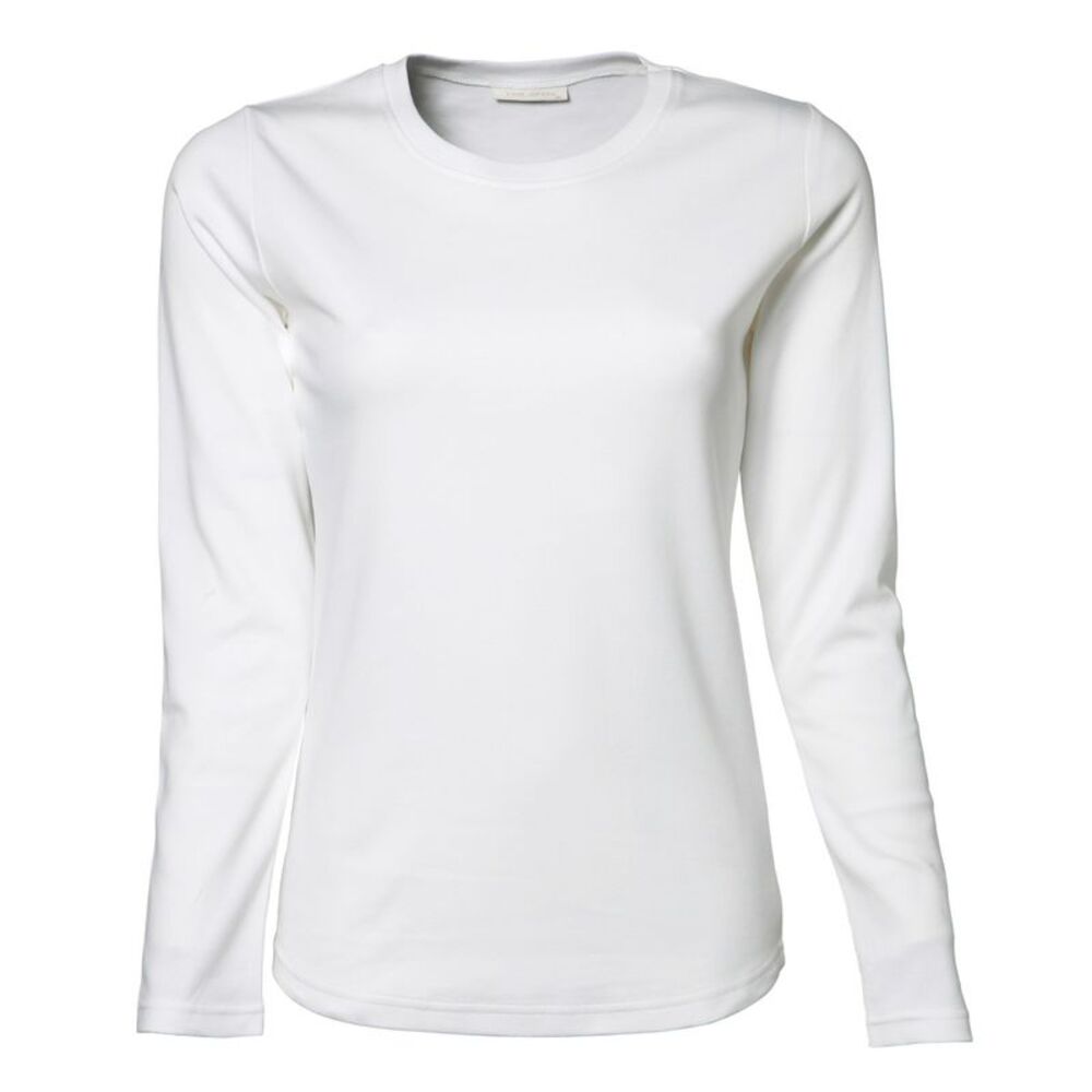 Tee Jays Womens/Ladies Interlock Plain Long Sleeve Top T-Shirt Tee Sizes  / Whit
